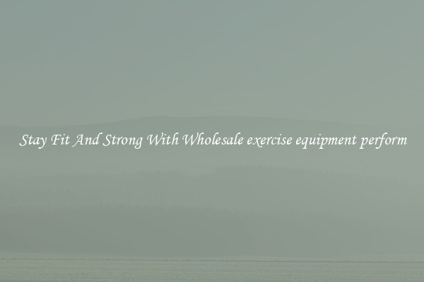 Stay Fit And Strong With Wholesale exercise equipment perform