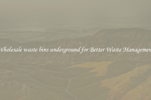 Wholesale waste bins underground for Better Waste Management